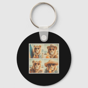 Cool Lions With Sungles Cute Animal Vacation Beach Key Ring