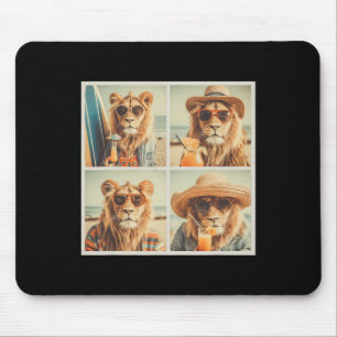 Cool Lions With Sungles Cute Animal Vacation Beach Mouse Mat