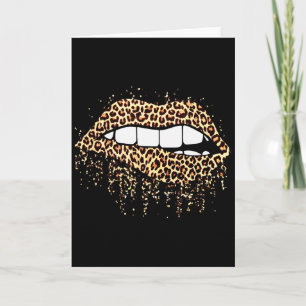 Cool Lips Bite Kiss Me Leopard Print Cheetah- Vale Card