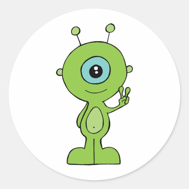Cool Little Alien Classic Round Sticker (Front)
