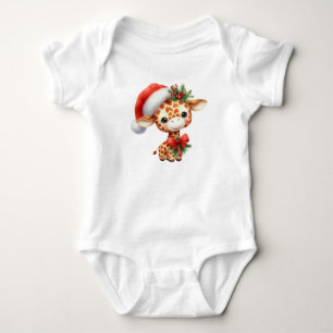 Cool Little Christmas Giraffe Baby Bodysuit