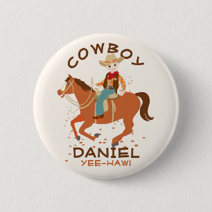 Cool little cowboy and horse Birthday Party 6 Cm Round Badge