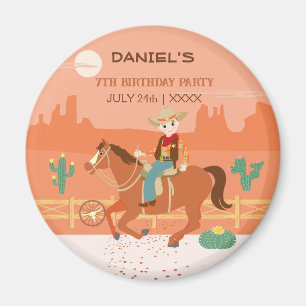 Cool little cowboy and horse Birthday Party Magnet