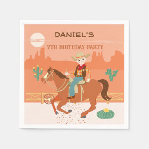 Cool little cowboy and horse Birthday Party Napkin