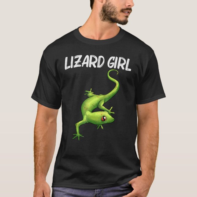 Cool Lizard For Girls Kids Gecko Green Reptile Ani T-Shirt (Front)