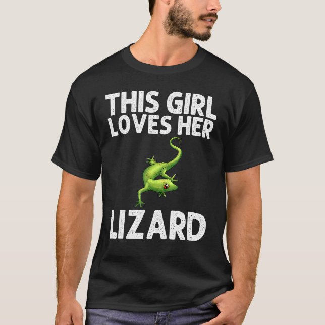 Cool Lizard For Girls Kids Gecko Green Reptile Ani T-Shirt (Front)