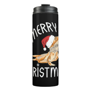 Cool Lizard Reptile with Christmas Hat   Thermal Tumbler