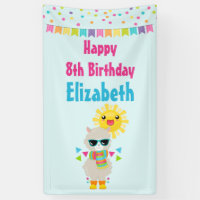 Cool Llama and Smiling Kawaii Sun Birthday