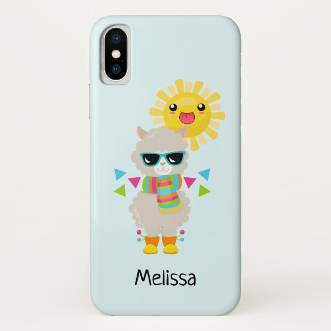 Cool Llama and Smiling Kawaii Sun Case-Mate iPhone Case (Back)