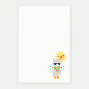 Cool Llama and Smiling Kawaii Sun Post-it Notes