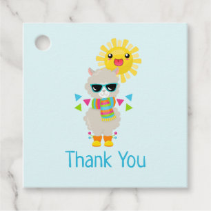 Cool Llama and Smiling Kawaii Sun Thank You Favour Tags