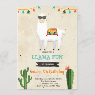 Cool llama boy fiesta birthday shower invitation