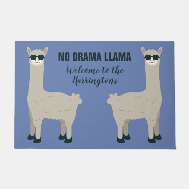 Cool Llama custom name & colour door mats (Front)