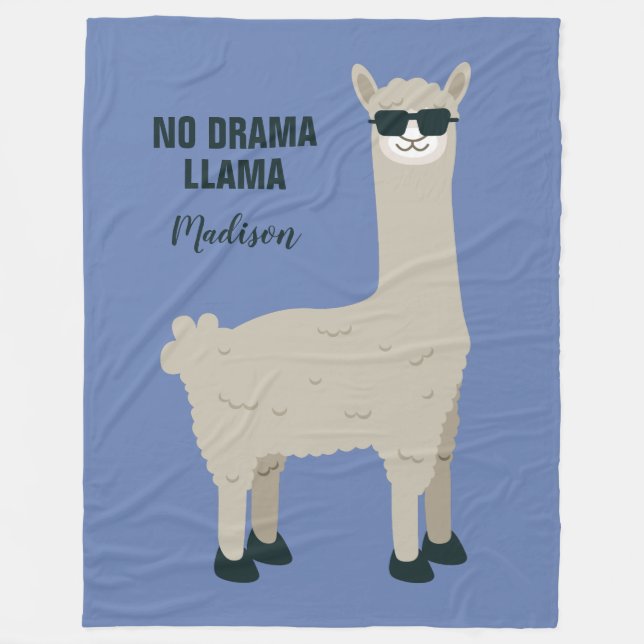 Cool Llama custom name & colour fleece blankets (Front)