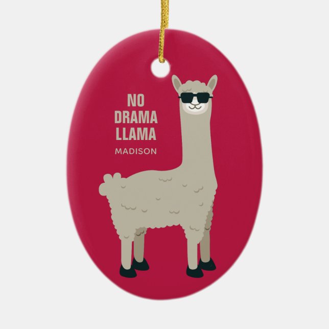 Cool Llama custom name & colour ornament (Front)