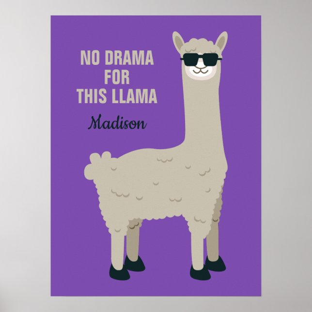 Cool Llama custom name, text & colour posters (Front)