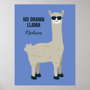 Cool Llama custom name, text & colour posters