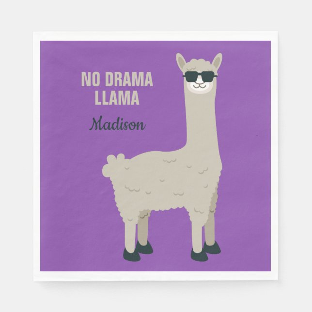Cool Llama custom text & colour paper napkins (Front)