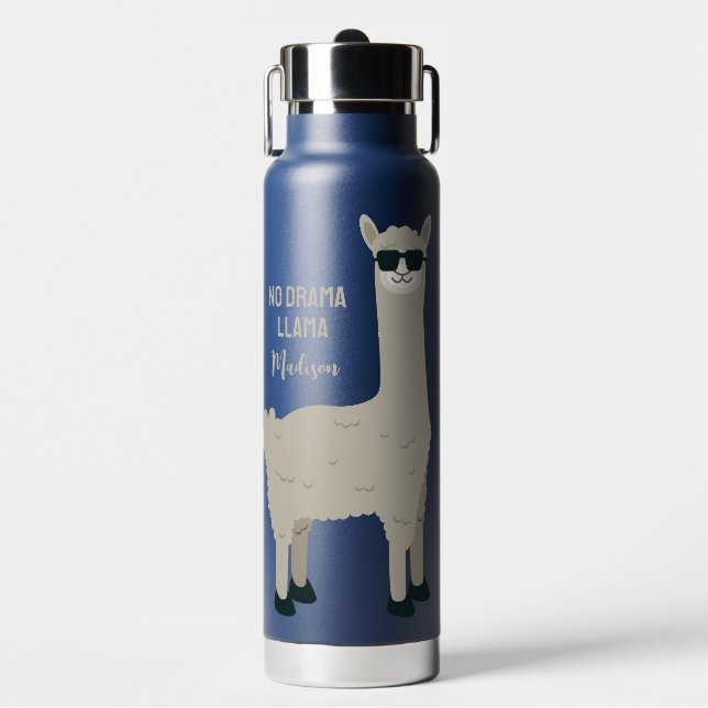 Cool Llama custom text  Water Bottle (Front)