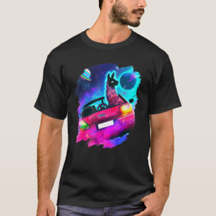 Cool Llama Driving Sports Car In Space Alpaca Lla T-Shirt