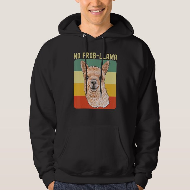 Cool Llama For Men Women No Prob Llama Alpaca Farm Hoodie (Front)