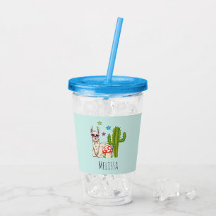 Cool llama in Heart-Shaped Sunglasses Acrylic Tumbler