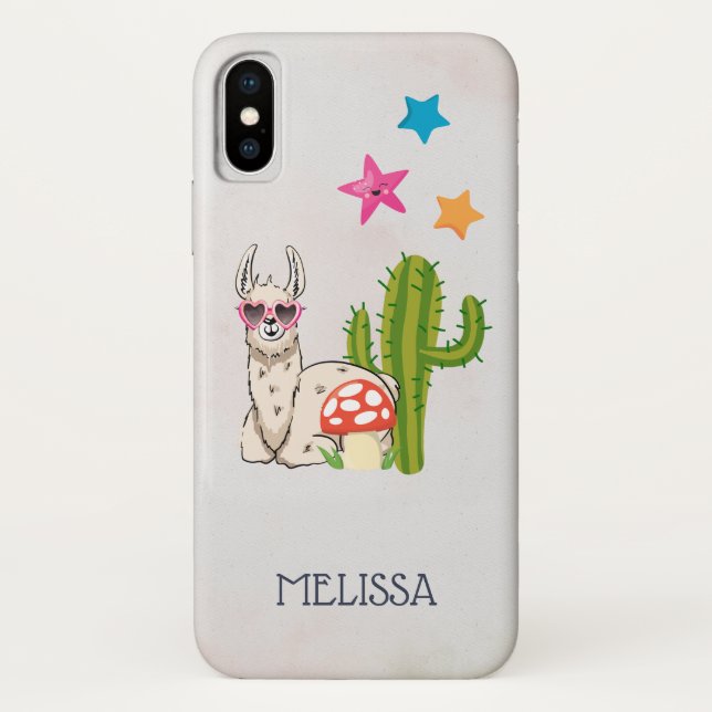 Cool llama in Heart-Shaped Sunglasses Case-Mate iPhone Case (Back)