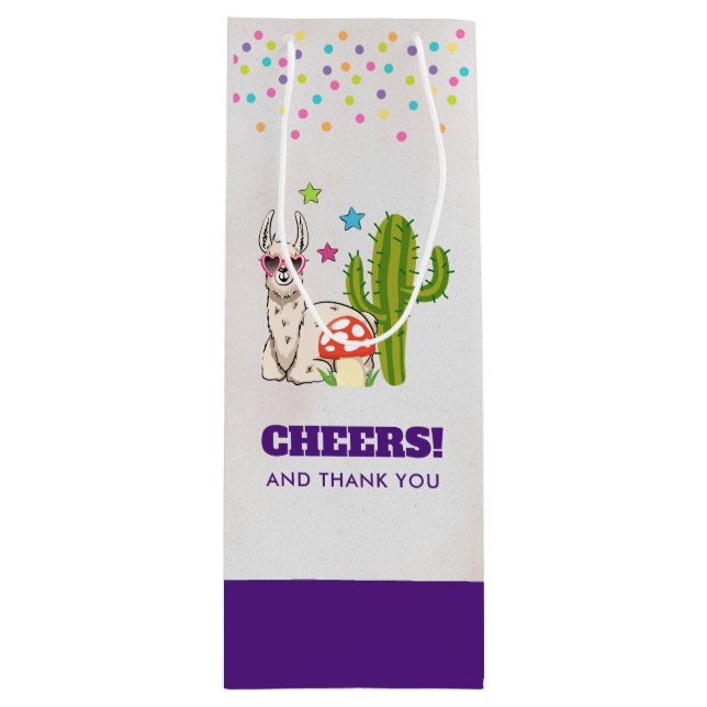Cool llama in Heart-Shaped Sunglasses Cheers Wine Gift Bag (Front)