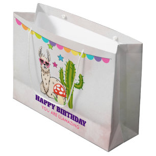 Cool llama in Heart-Shaped Sunglasses Large Gift Bag