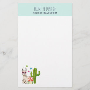 Cool llama in Heart-Shaped Sunglasses Stationery