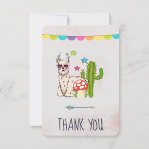 Cool llama in Heart-Shaped Sunglasses Thank You Card