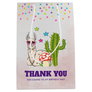 Cool llama in Heart-Shaped Sunglasses Thank You Medium Gift Bag