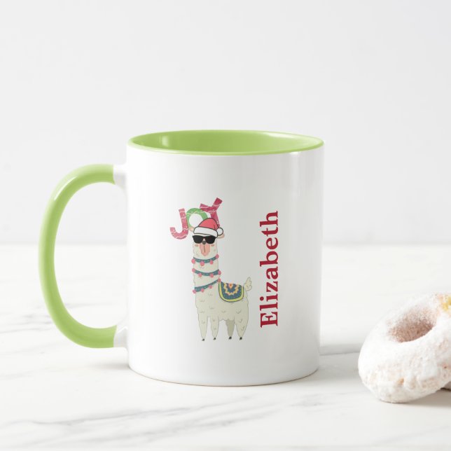 Cool Llama in Santa Hat Christmas Mug (With Donut)