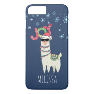 Cool Llama in Santa Hat with Snowflakes Christmas iPhone 8 Plus/7 Plus Case