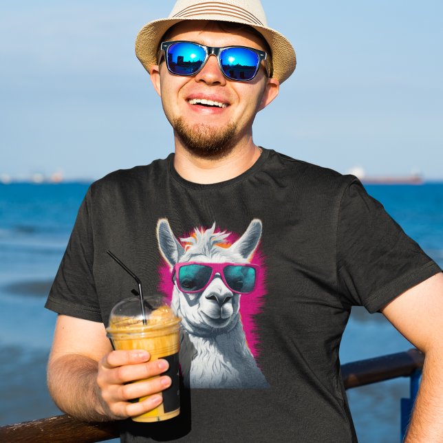 Cool Llama Pink Sunglasses T-Shirt (Creator Uploaded)