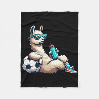 Cool Llama Soccer Player With Sungles And Water Bo Fleece Blanket