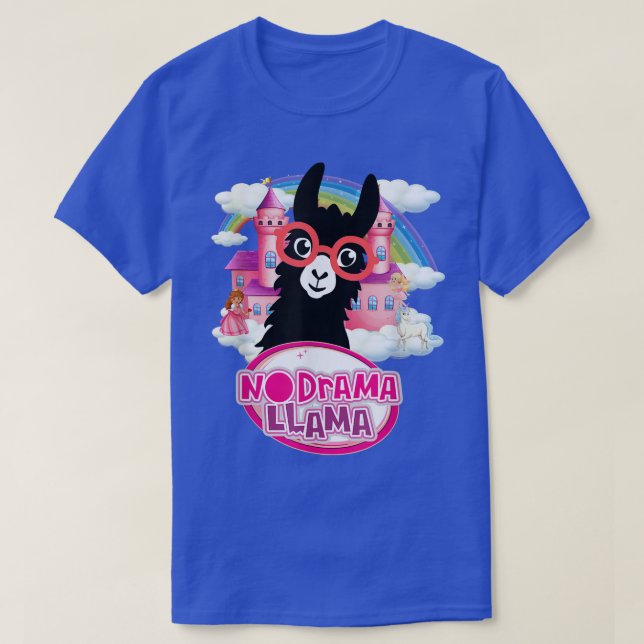 Cool Llama with Fairy Princess Palace Cartoon Illu T-Shirt (Design Front)