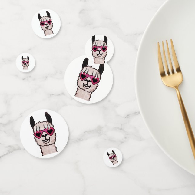 Cool Llama with Heart Glasses Confetti (Group)
