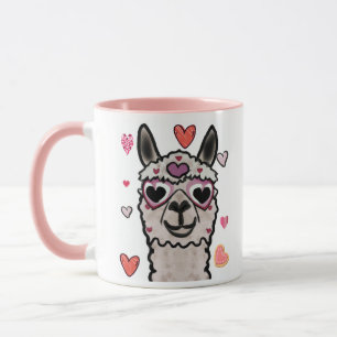 Cool Llama with Heart Glasses Mug