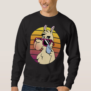Cool Llama With Sunglasses Alpaca Retro Vibe For Sweatshirt