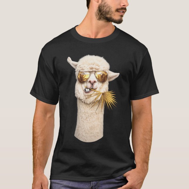 Cool Llama with Sunglasses T-Shirt (Front)