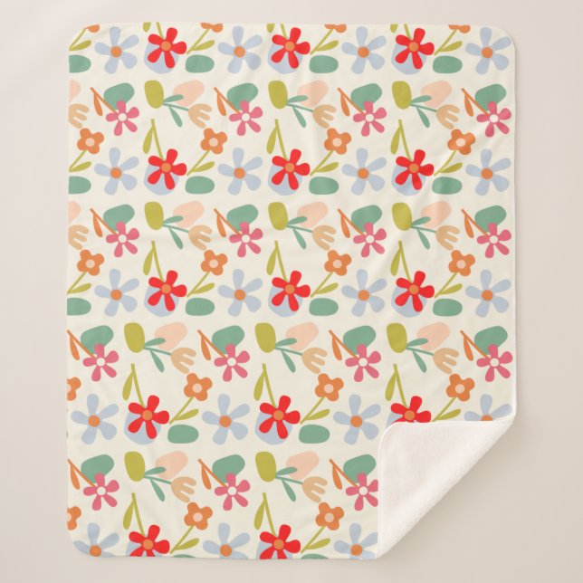 Cool Looking Abstract Floral Pattern Design Sherpa Blanket (Front)
