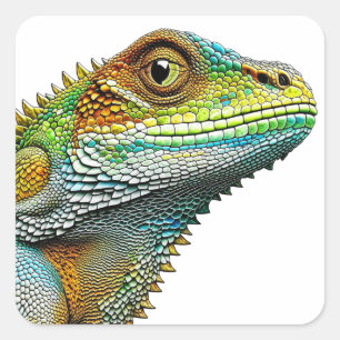 Cool Looking Lizard AI Art Square Sticker