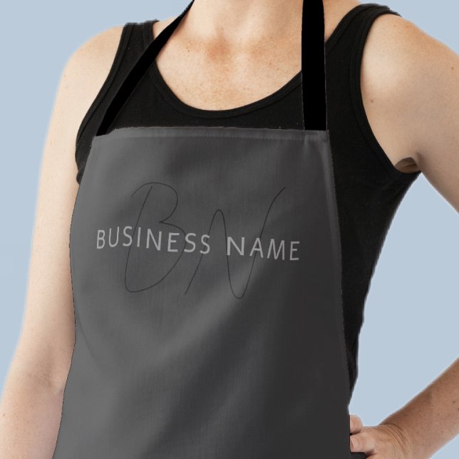 Cool Looking Name & Monogram | Dark Grey Apron (Creator Uploaded)