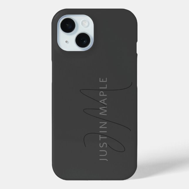Cool Looking Name & Monogram | Dark Grey Case-Mate iPhone Case (Back)