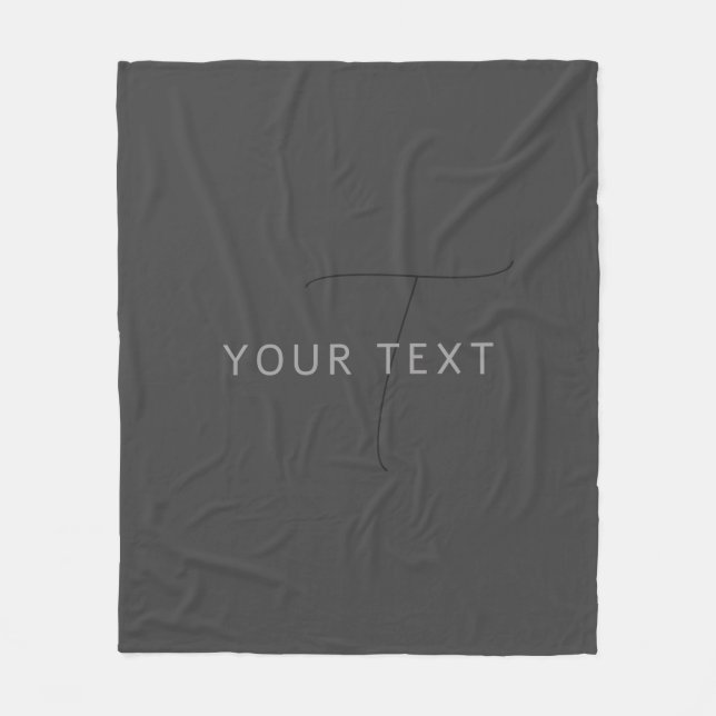 Cool Looking Name & Monogram | Dark Grey Fleece Blanket (Front)