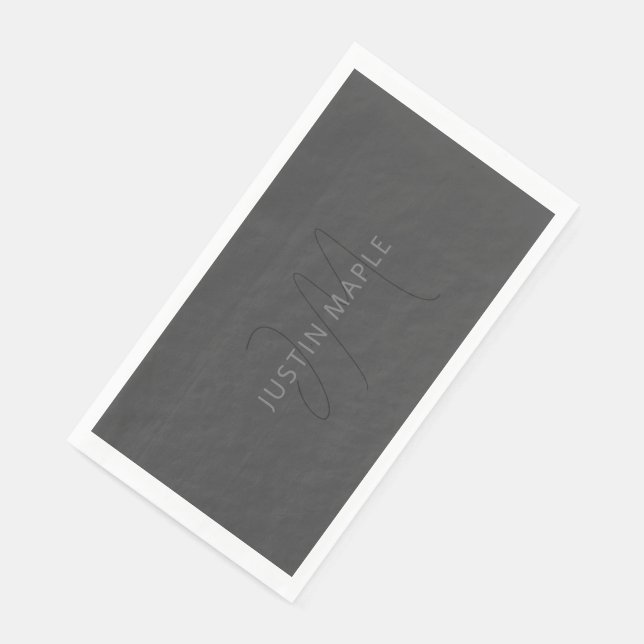 Cool Looking Name & Monogram | Dark Grey Napkin (Corner)