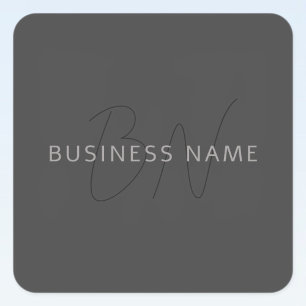 Cool Looking Name & Monogram Dark Grey Square Sticker