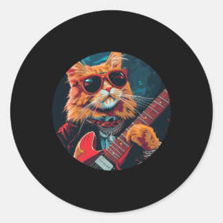 Cool Looking Rock Girl Outfit For Boys And Girls L Classic Round Sticker