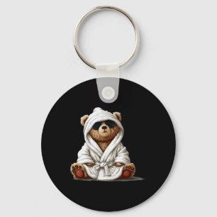 Cool Looking Teddy Bear in Bathrobe for Adults and Key Ring